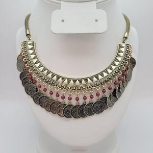 Coin Bib Goldtone Necklace